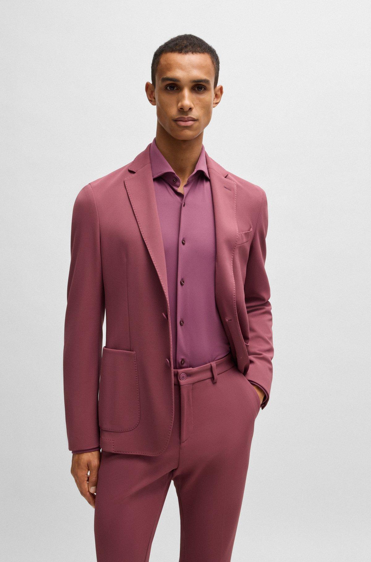 Slim-fit shirt in structured performance-stretch jersey Product Image
