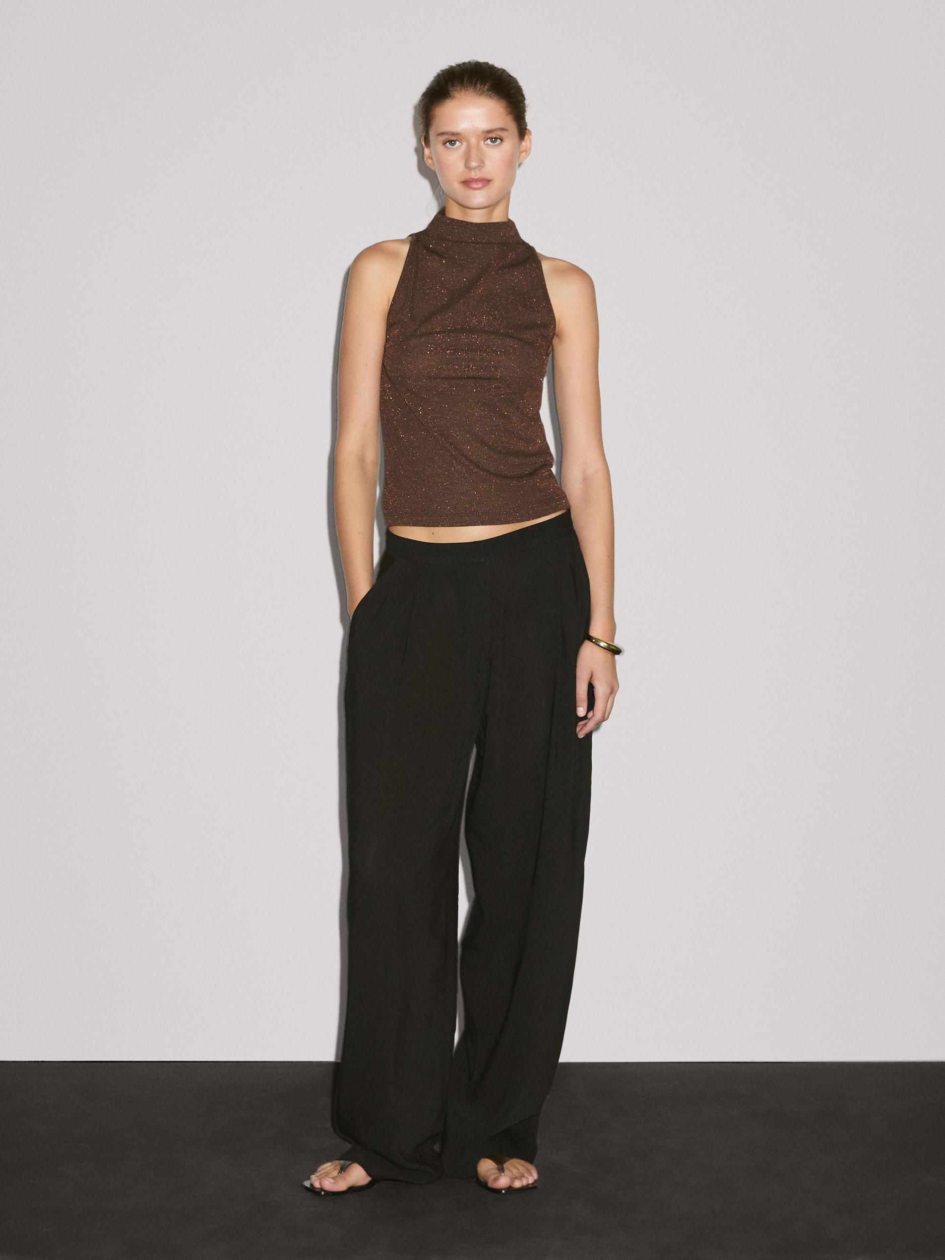 Metallic-effect halterneck top Product Image