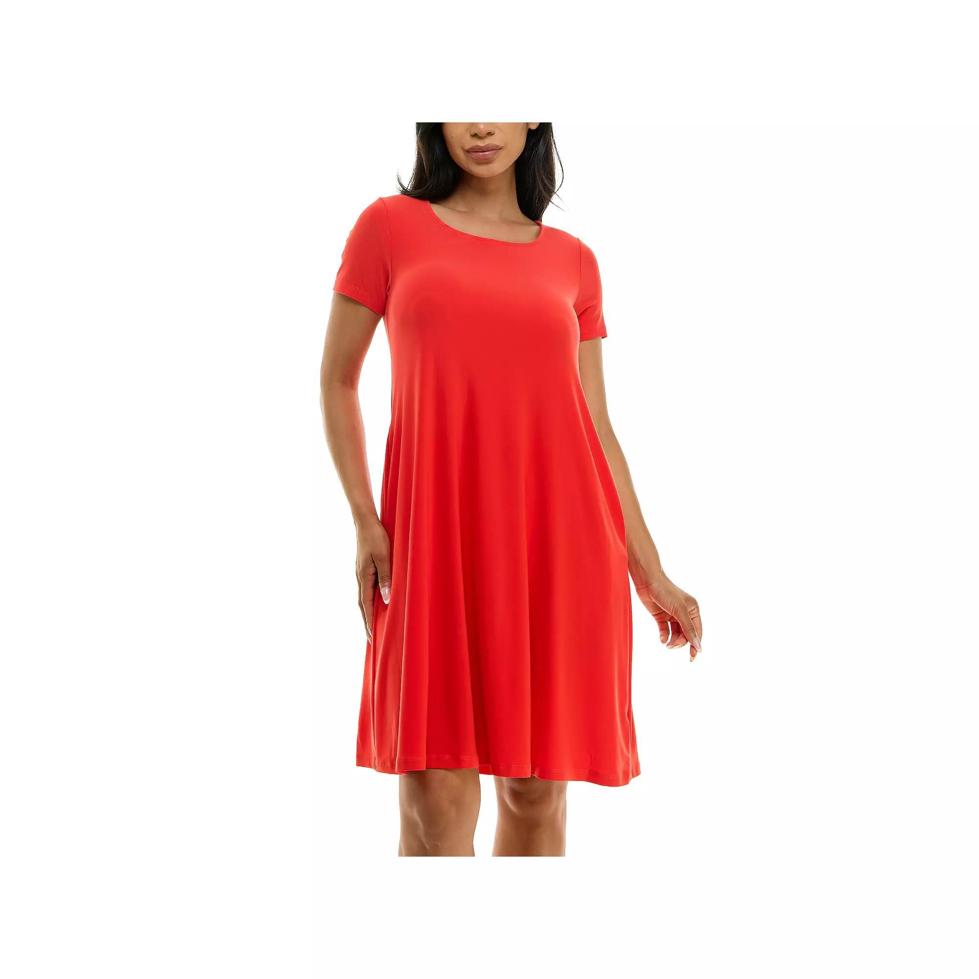 Women's Nina Leonard Lace-Up Back Swing Dress, Size: Small, Sunset Product Image