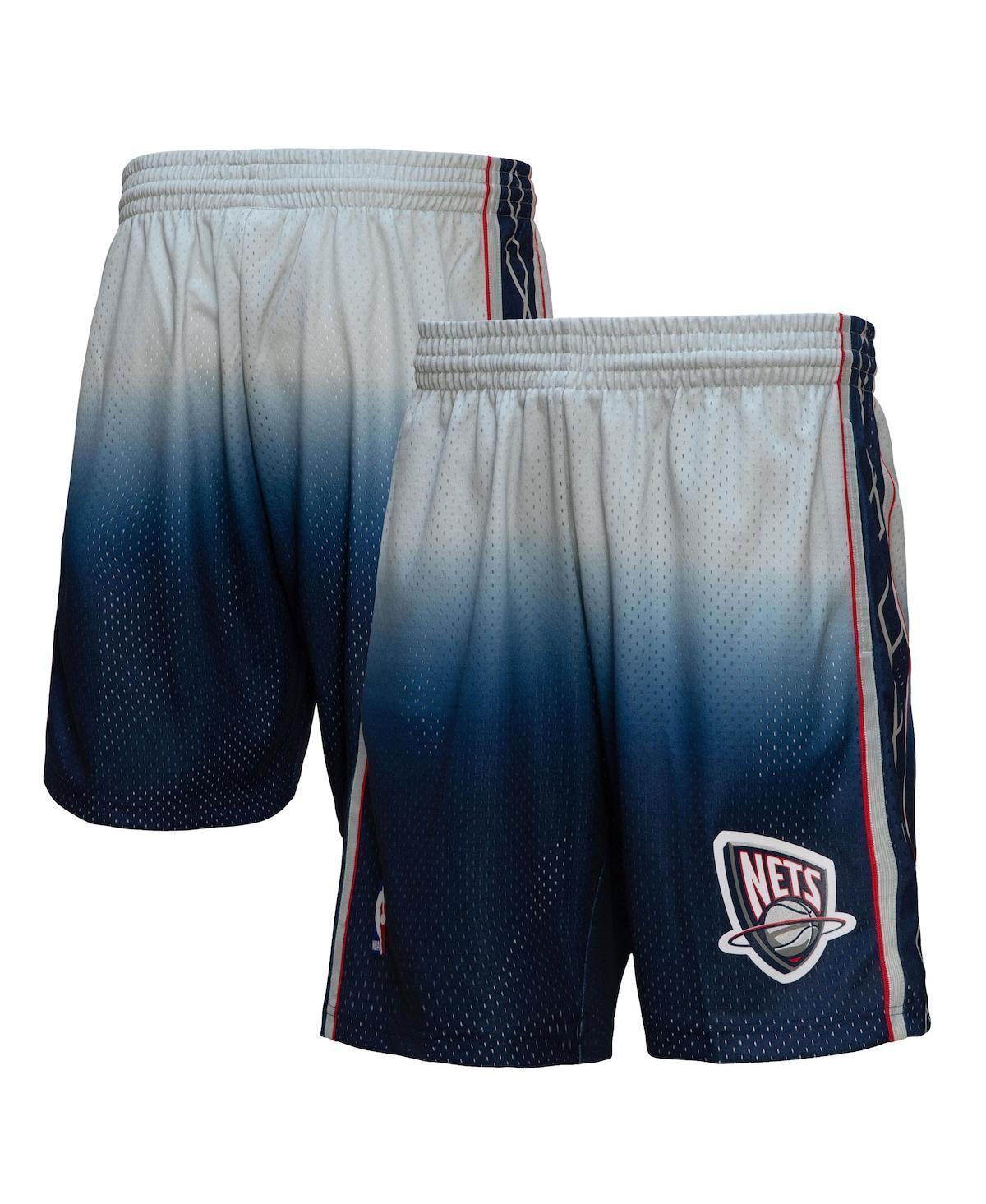 Men's Mitchell & Ness Gray/Blue New Jersey Nets 2006/07 Hardwood Classics Fadeaway Reload 3.0 Swingman Shorts, Size: XL, Nba Grey Product Image
