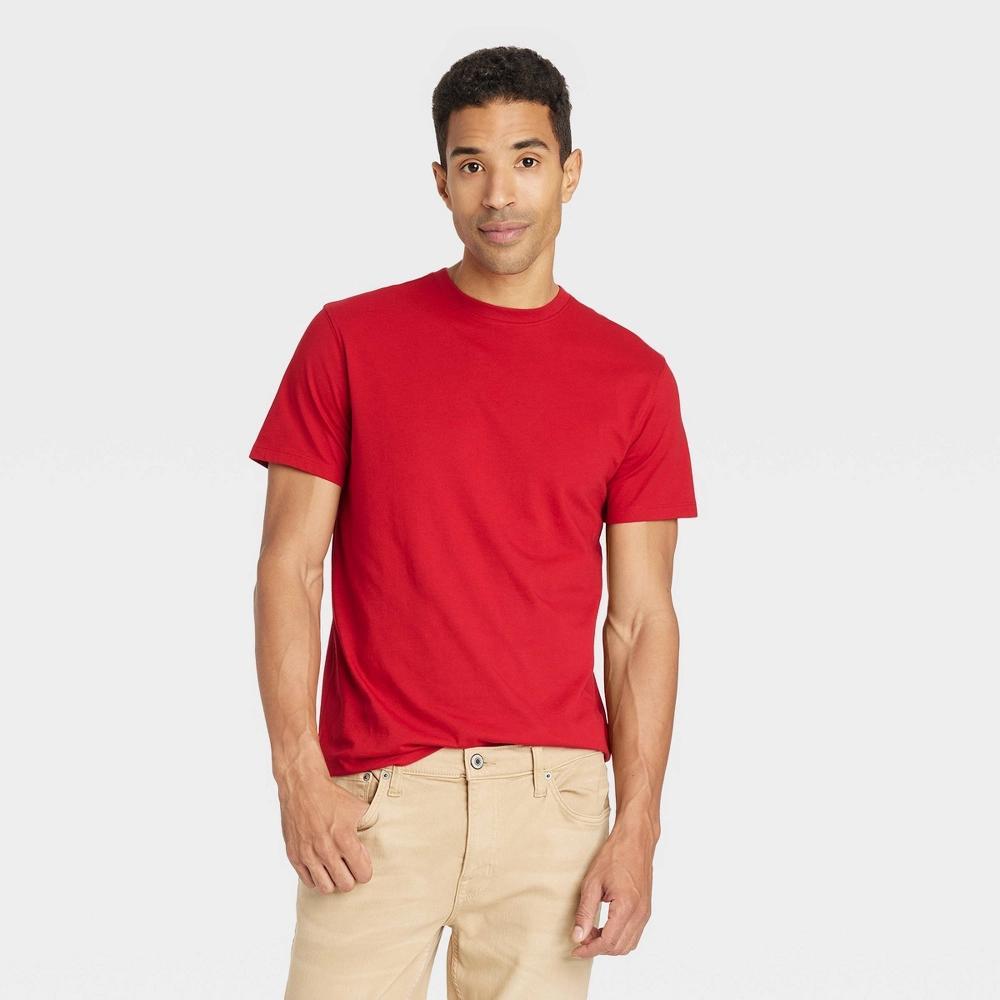 Men's Every Wear Short Sleeve T-Shirt - Goodfellow & Co™ Red Velvet XXL: Cotton Blend, Midweight, Crew Neck, Machine Washable Product Image