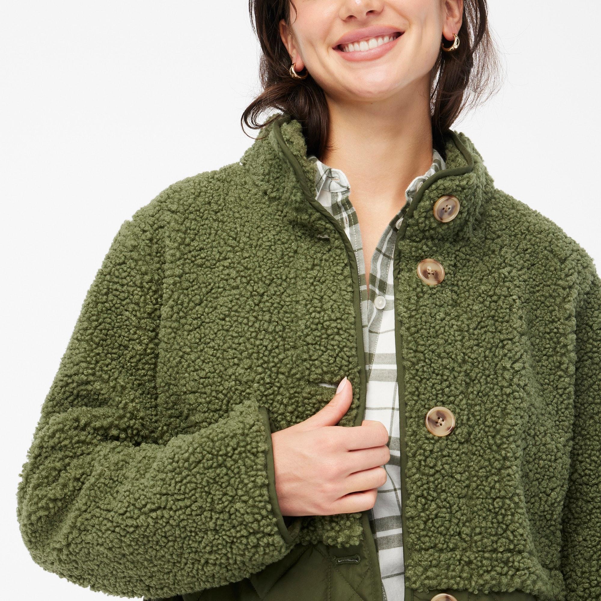 Mixed-media sherpa coat Product Image