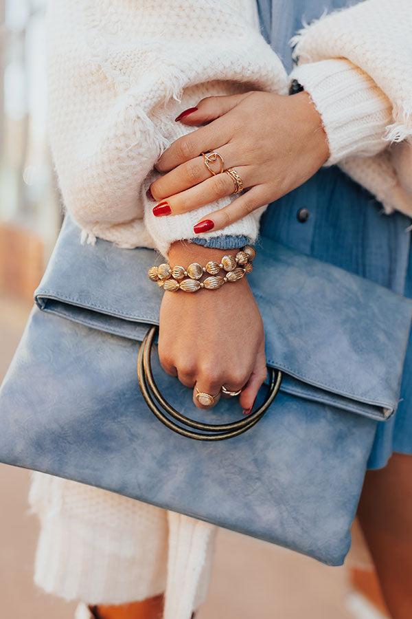 Katherine Ribbed Metal Stretch Bracelet Set Product Image