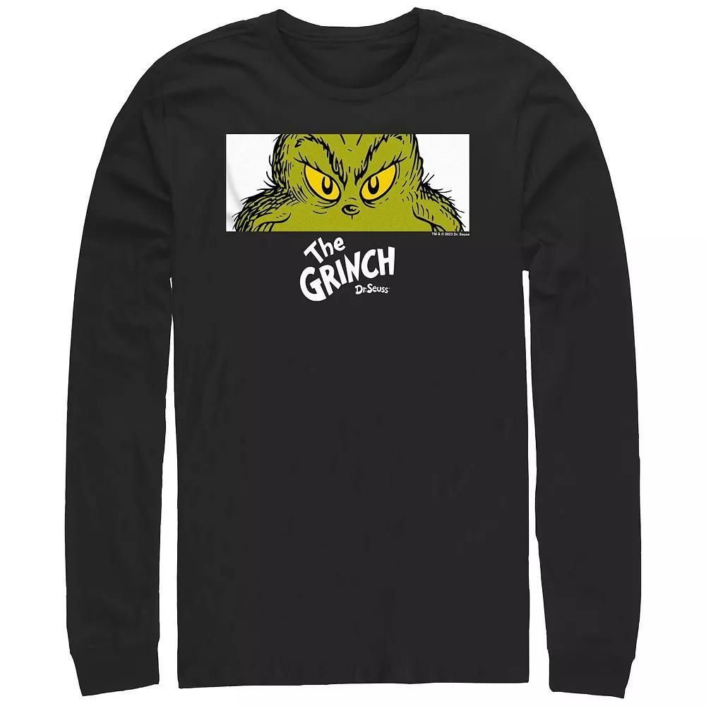 Big & Tall Dr. Seuss Grinch Naughty Eyes Long Sleeve Graphic Tee, Men's, Size: Medium, Black Product Image
