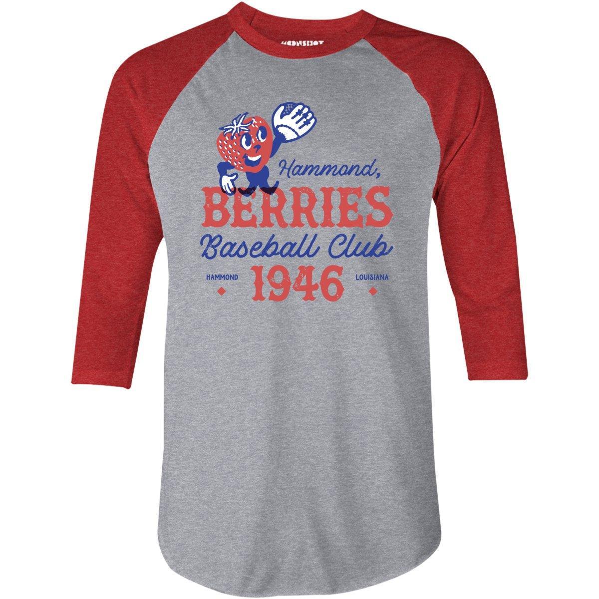 Hammond Berries - Louisiana - Vintage Defunct Baseball Teams - 3/4 Sleeve Raglan T-Shirt Product Image