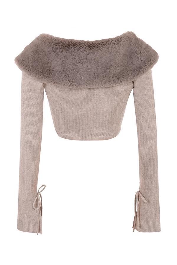 Dahlia Beige Cashmere Cardigan Product Image