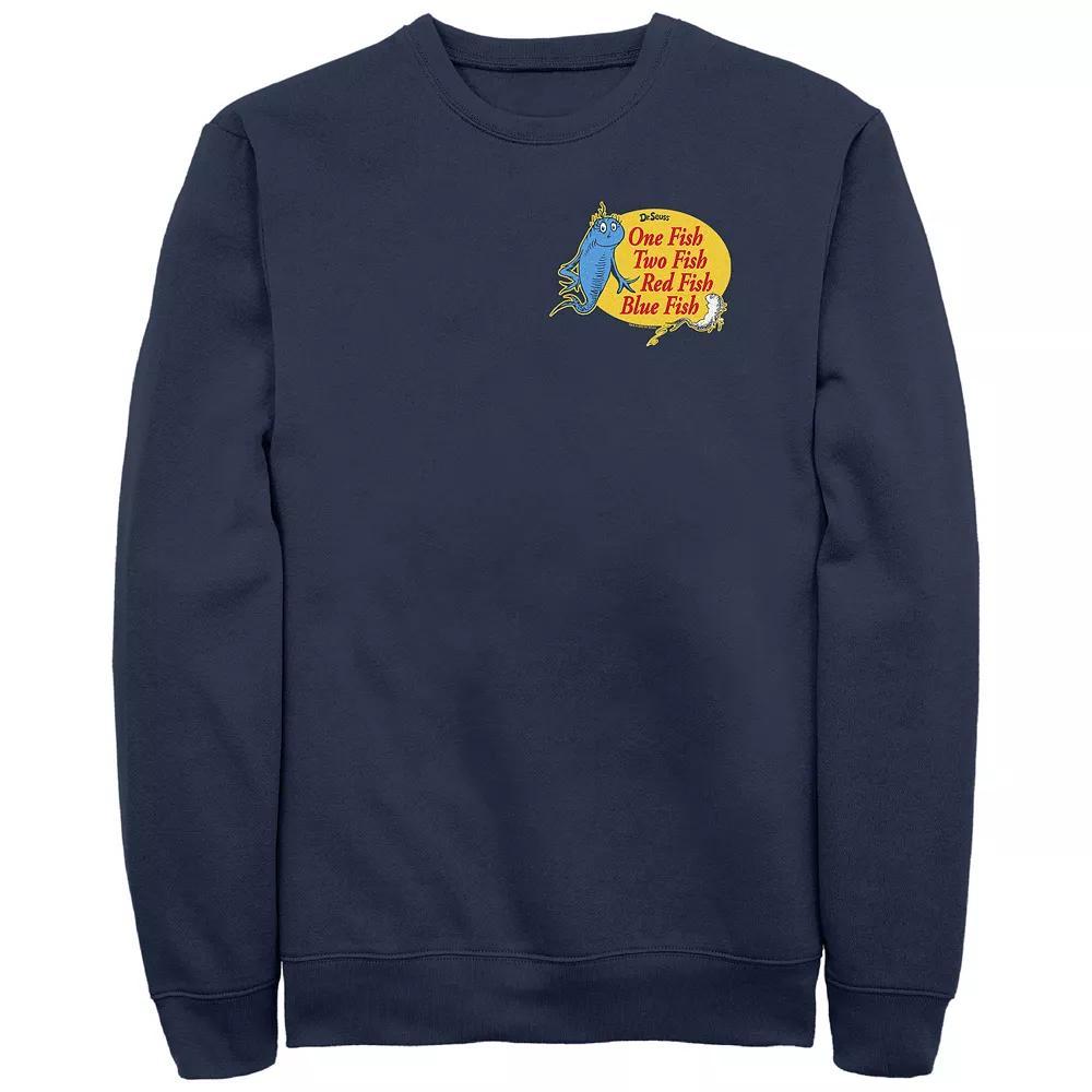 Men's Dr. Seuss One Fish Two Fish Red Fish Blue Fish Graphic Fleece, Size: Large Product Image