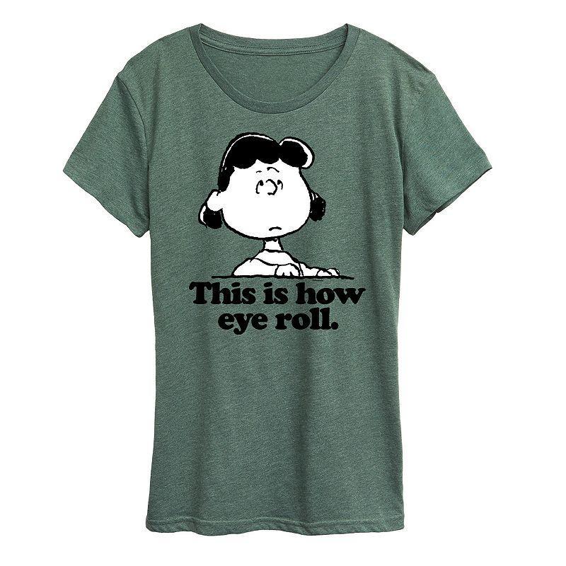Womens Peanuts Lucy This Is How Eye Roll Graphic Tee Grey Gray Product Image