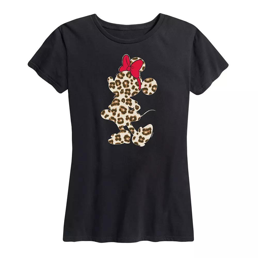 Disneys Minnie Mouse Womens Leopard Graphic Tee Blue Product Image