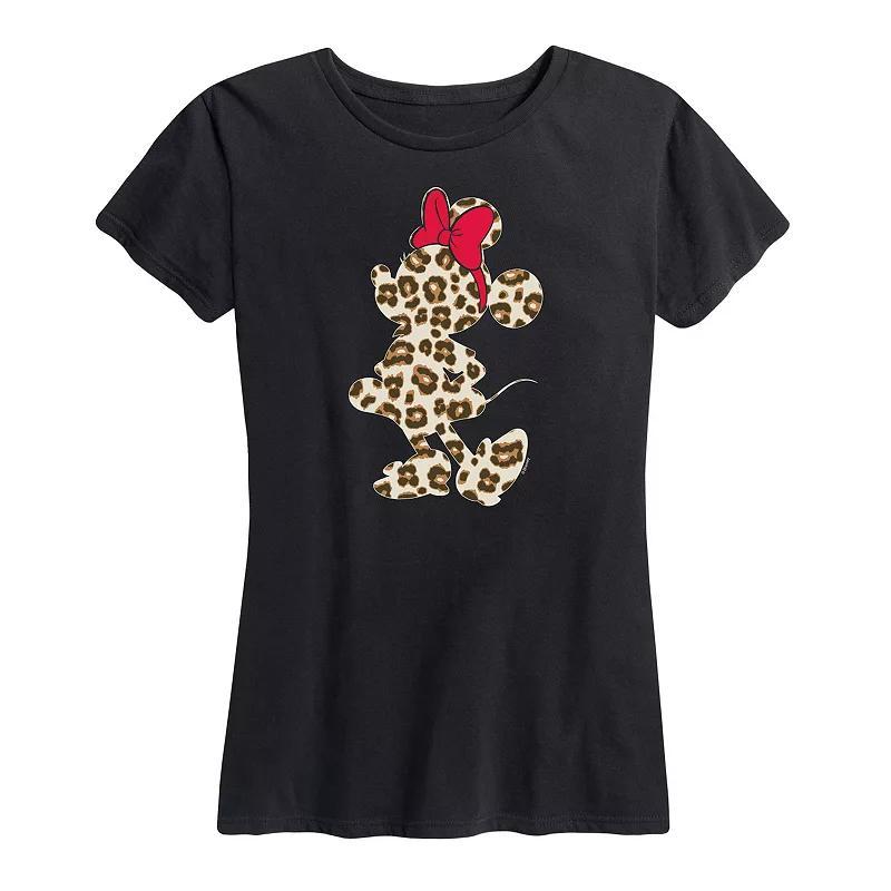 Disneys Minnie Mouse Womens Leopard Graphic Tee Blue Product Image