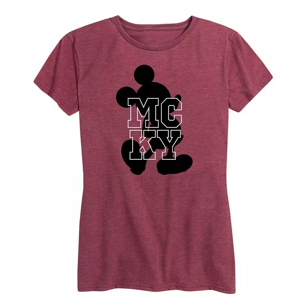 Disney's Mickey Mouse Women's Silhouette Graphic Tee, Size: XL, Grey Dark Red Product Image