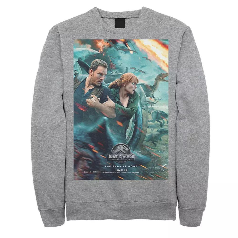 Men's Jurassic World Two Owen Claire Movie Poster Sweatshirt, Size: XL, Blue Product Image