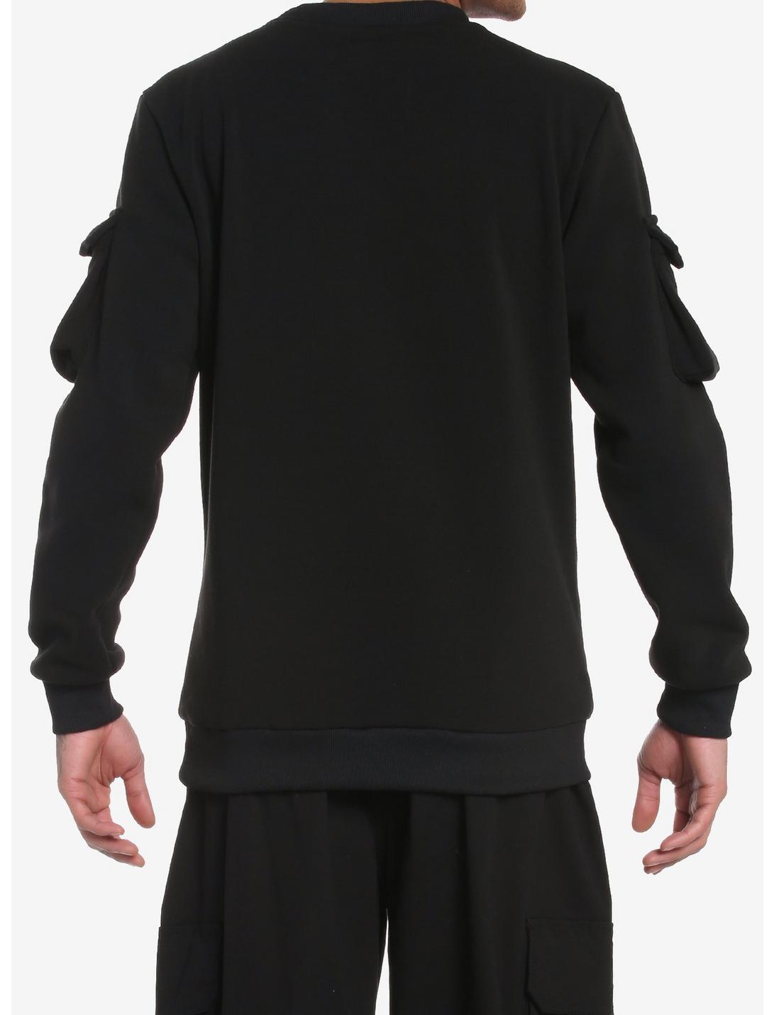 Black Ribbed Pockets Sweatshirt Product Image