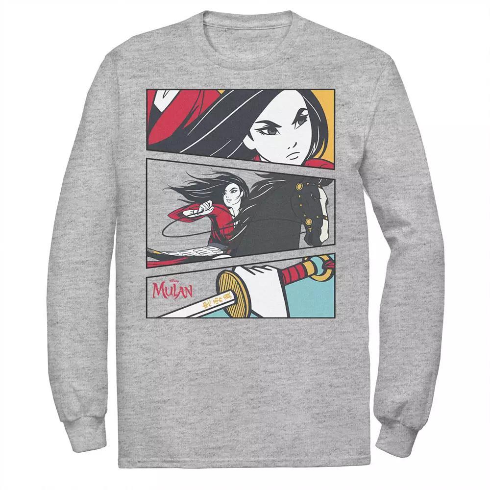 Disney's Mulan Men's Comic Action Panels Tee, Size: Medium, Athletic Grey Product Image