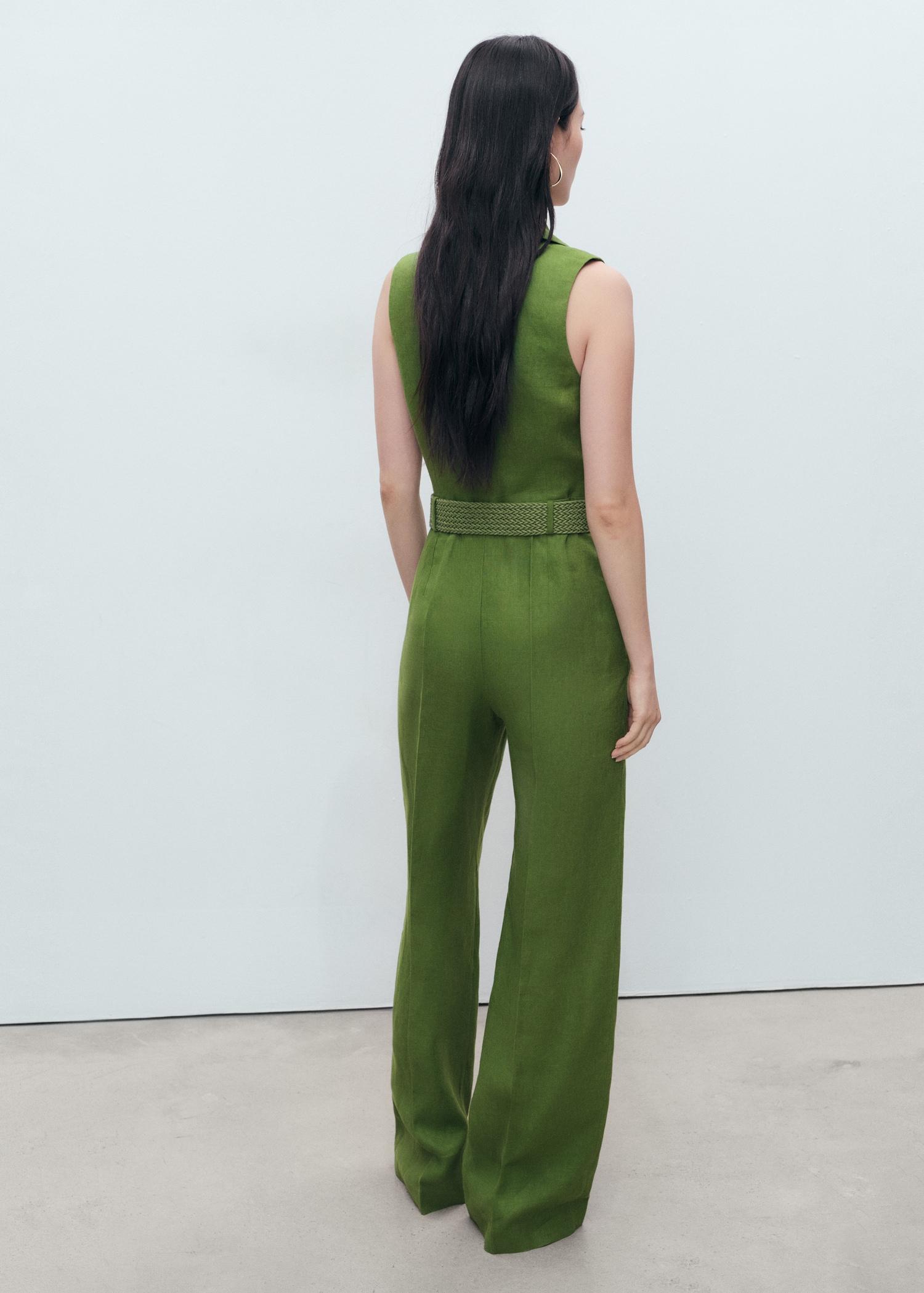 Linen shirt jumpsuit with belt - Women | MANGO USA Product Image
