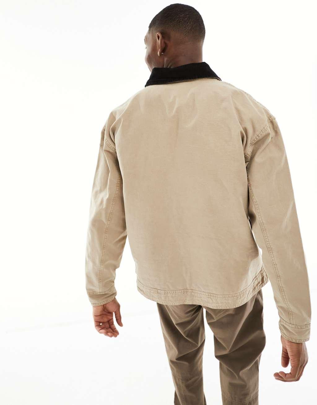 ASOS DESIGN oversized harrington jacket in washed stone Product Image