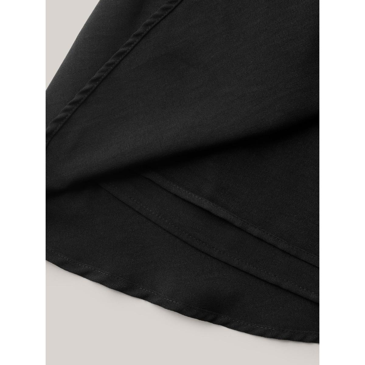 Plus Size Shirred Waist Pockets Flowy Mini Skirt Women Black No stretch Side seam pocket Everyday-Casual Skirts BloomChic 22-24/3X Product Image