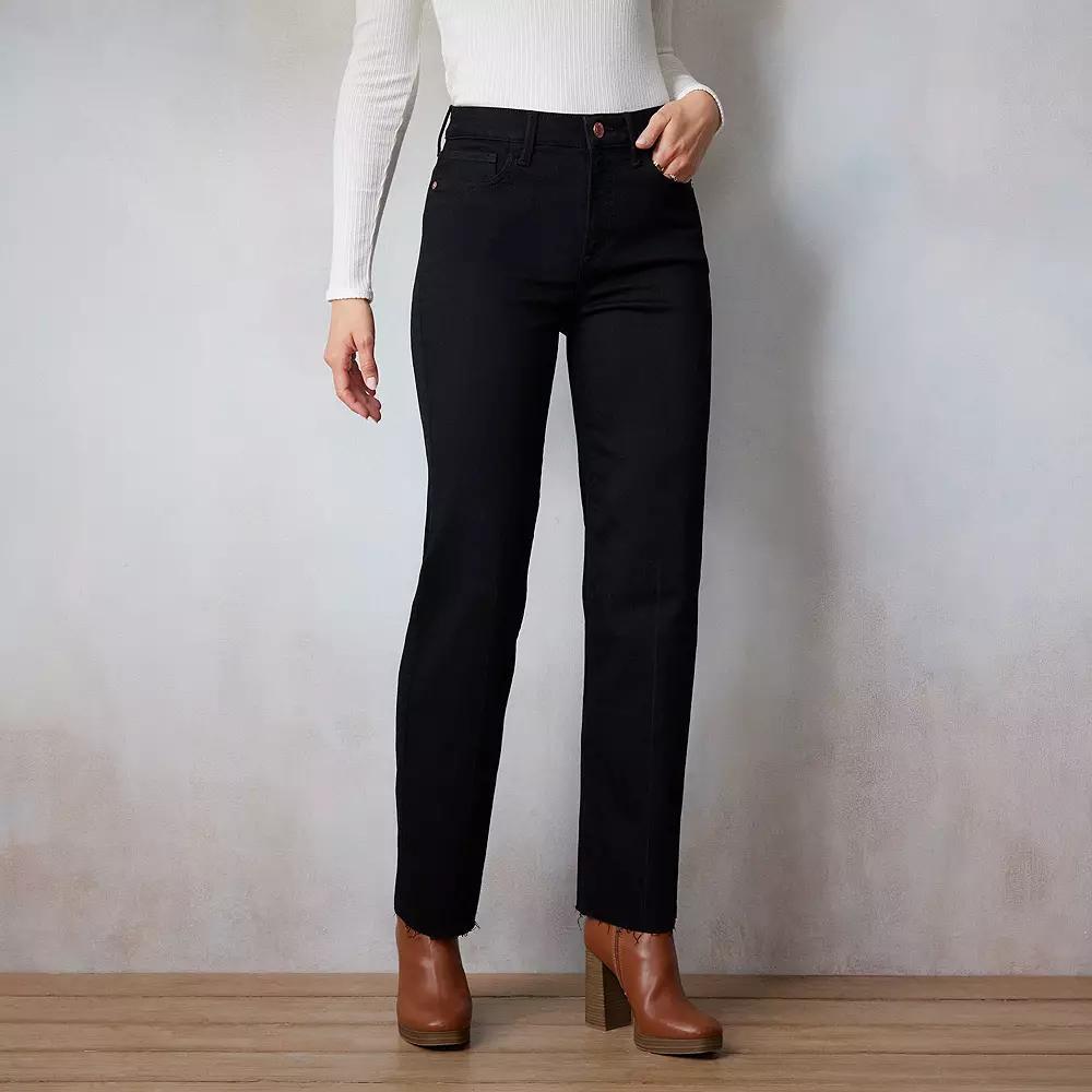 Women's LC Lauren Conrad Super High-Rise True Straight Jeans, Size: 4, Black Rinse Product Image