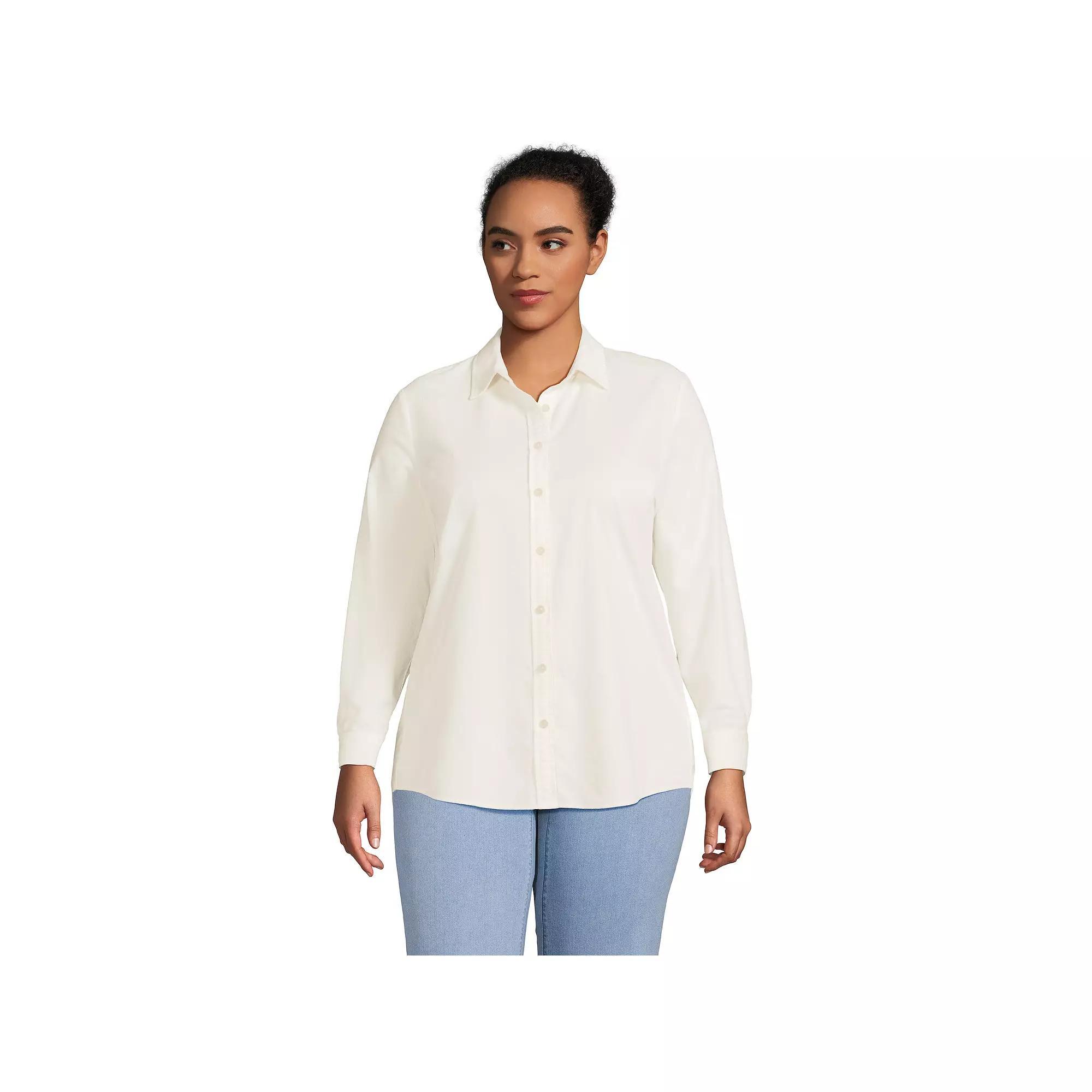 Women's Lands' End Long Sleeve Shirt, Size: Small, Ivory Product Image