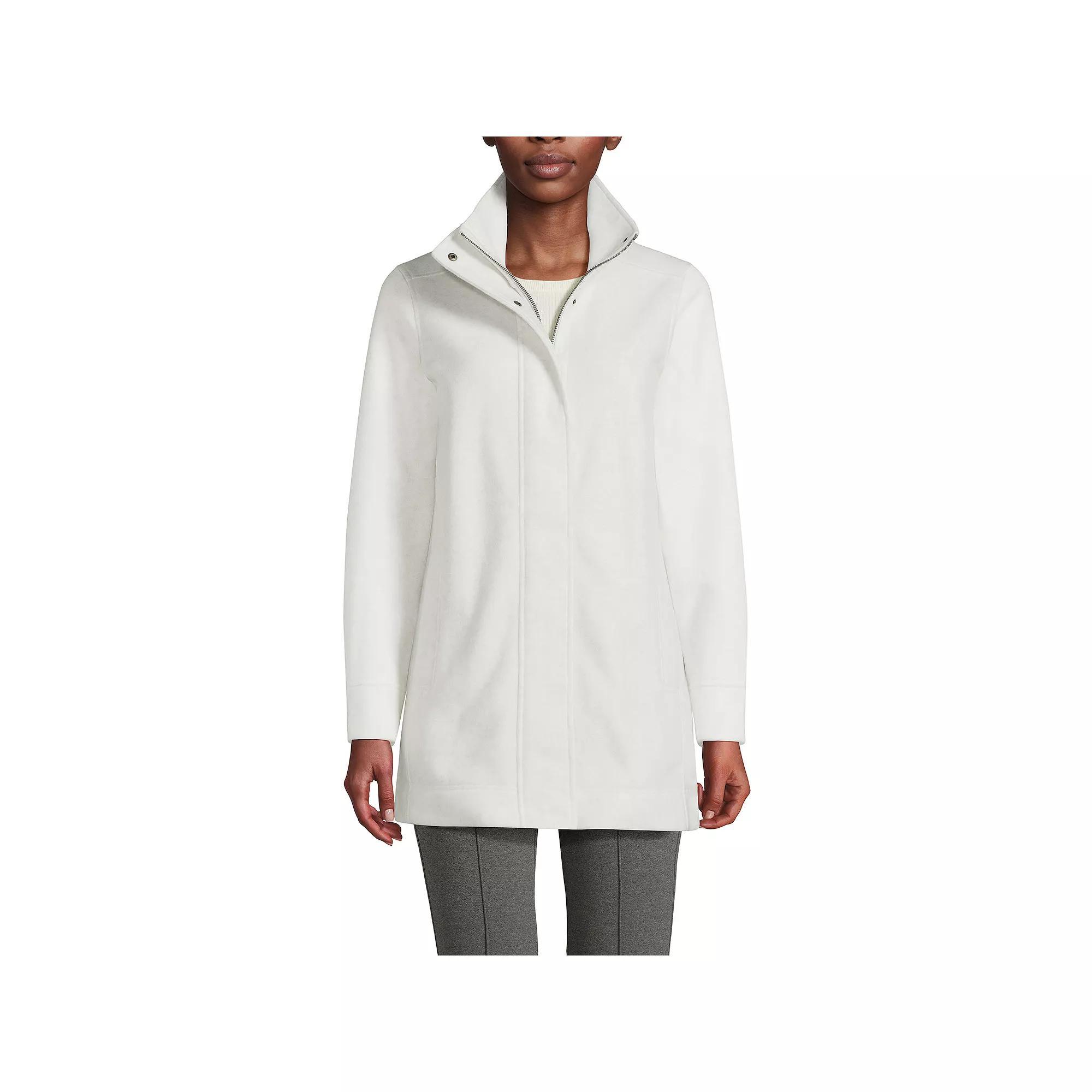 Women's Lands' End Luxe Fleece Long Coat, Size: XL, Bright Gray Grey Product Image