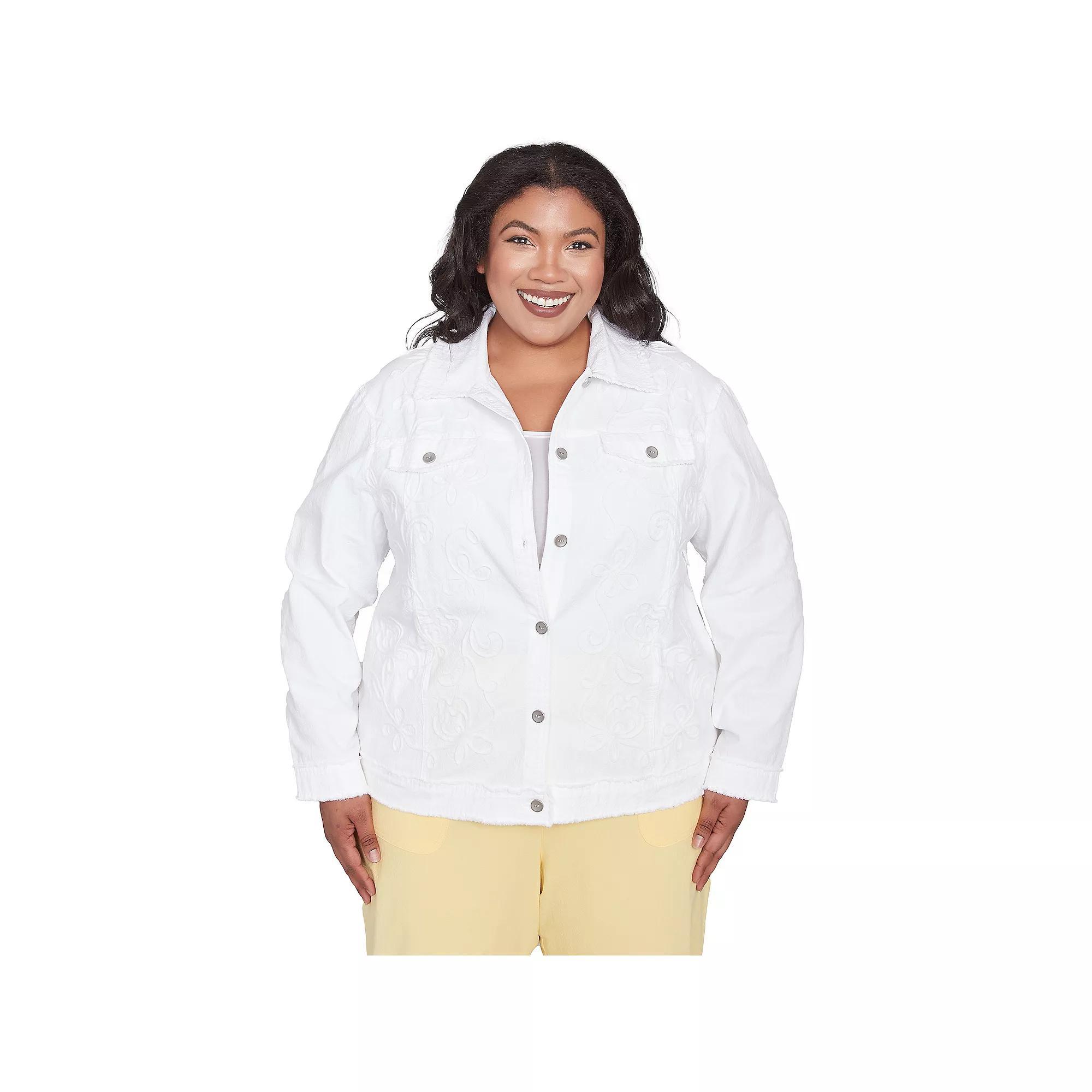Plus Size Alfred Dunner Soutache Fringe Trim Jacket, Women's, Size: 1XL, White Product Image