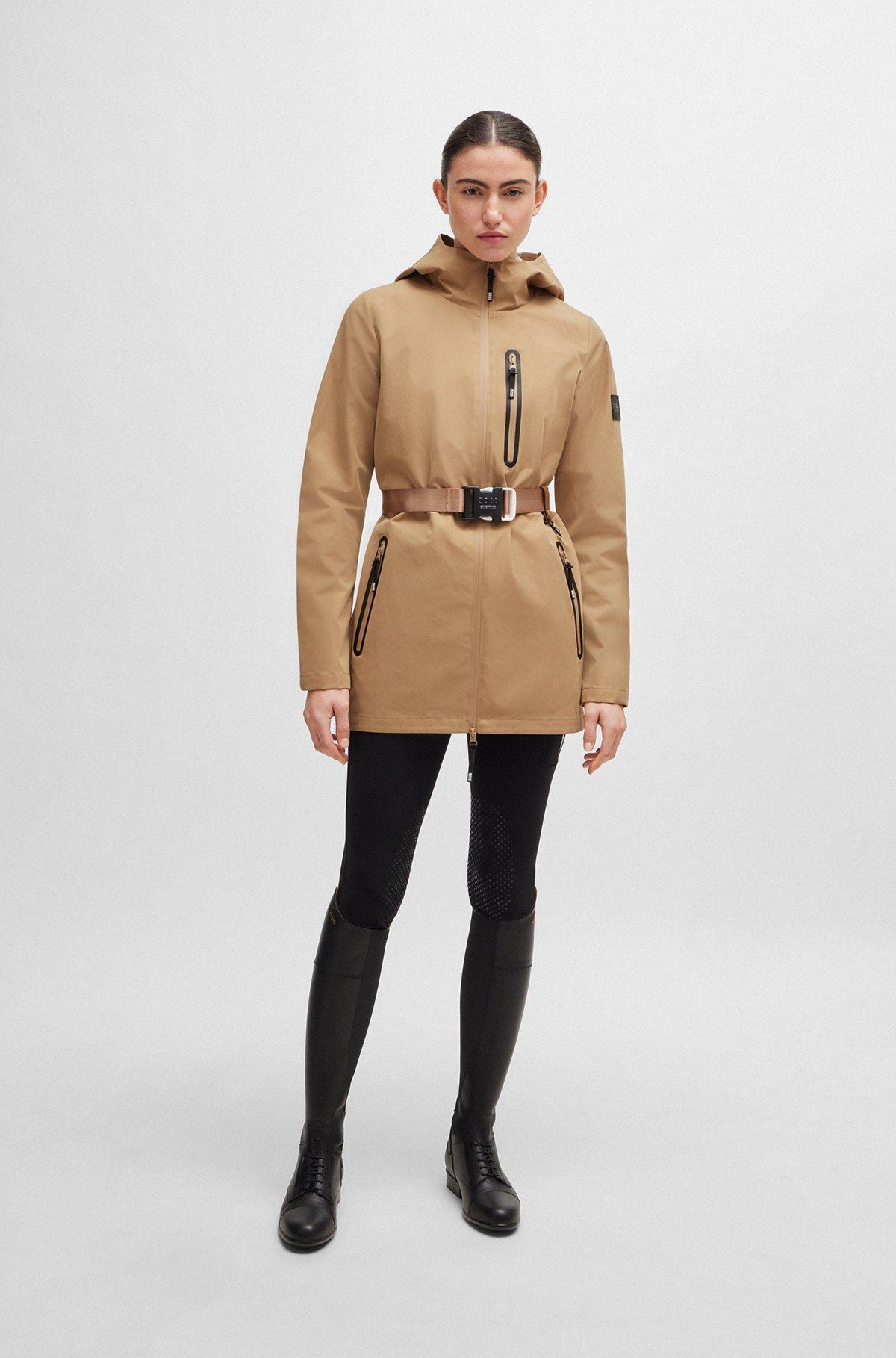 BOSS - Equestrian hardshell parka jacket with water-repellent finish - Beige Product Image