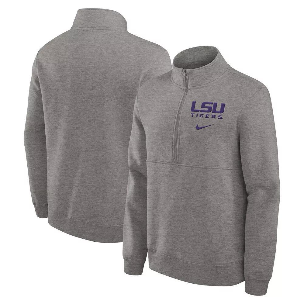 Men's Nike Heather Gray LSU Tigers Primetime Club Half-Zip Sweatshirt, Size: XL, Grey Product Image