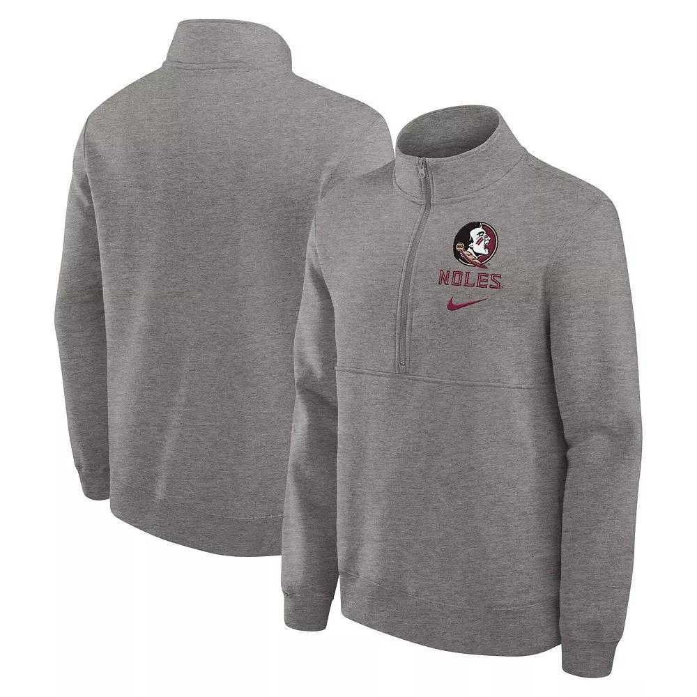Men's Nike Heather Gray Florida State Seminoles Primetime Club Half-Zip Sweatshirt, Size: 3XL, Grey Product Image