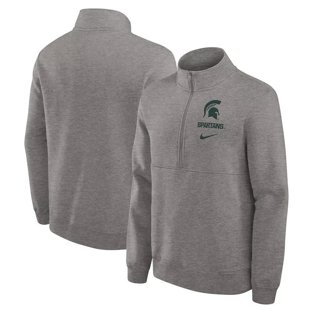 Men's Nike Heather Gray Michigan State Spartans Primetime Club Half-Zip Sweatshirt, Size: Large, Grey Product Image