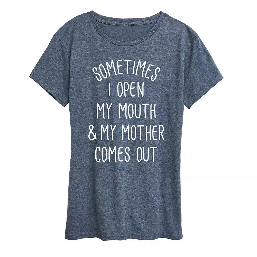 Womens Sometimes I Open My Mouth Mother Graphic Tee Grey Blue Product Image