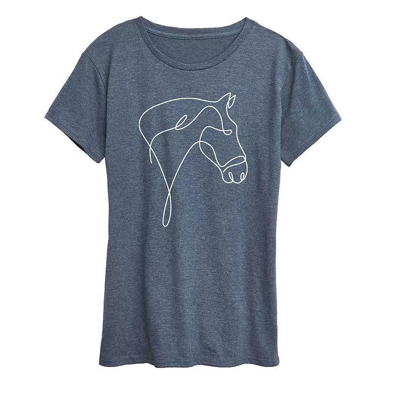 Womens Line Drawing Sea Turtle Graphic Tee Grey Blue Product Image