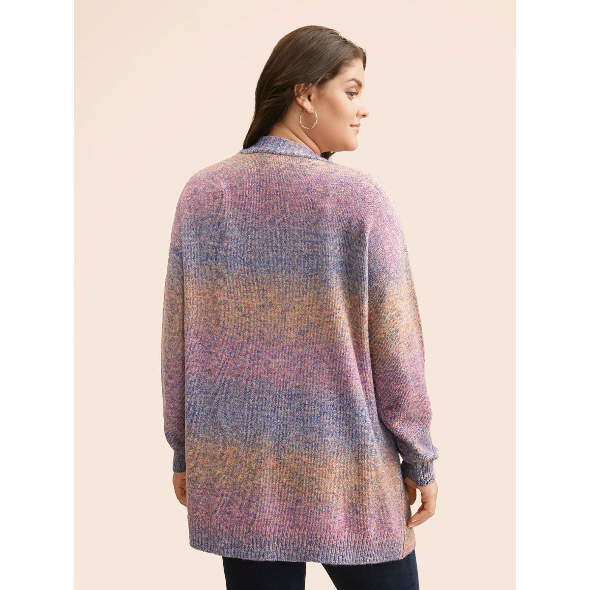Plus Size Gradient Dyeing Patch Pocket Cardigan Multicolor Women Casual Loose Long Sleeve Everyday Cardigans BloomChic 14-16/1X Product Image