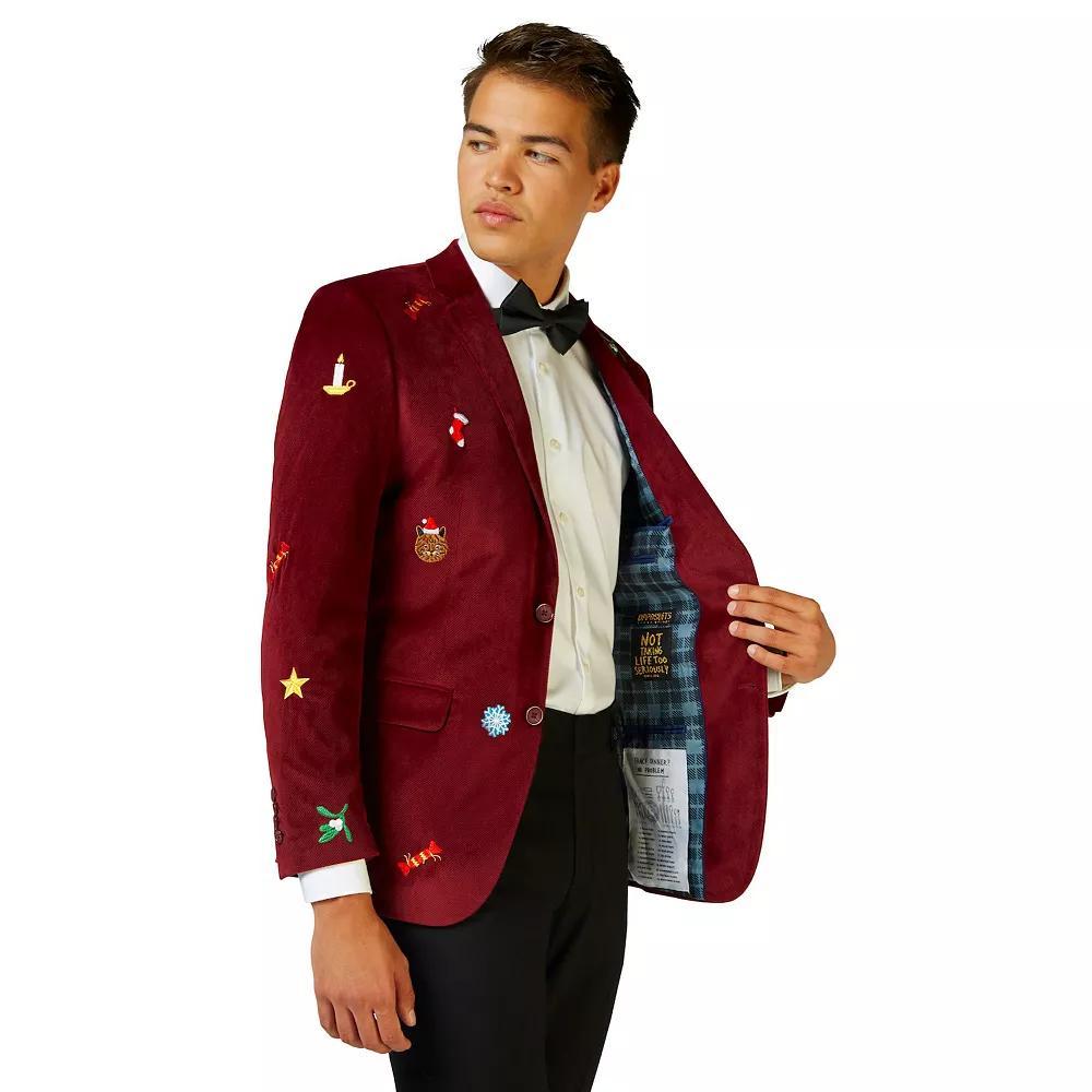 Men's OppoSuits Deluxe X-Mas Icons Christmas Blazer, Size: 48 - Regular, Red Xmas Icons Product Image