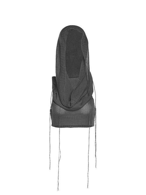 Hooded Crochet Knit Cropped Tank Top Product Image