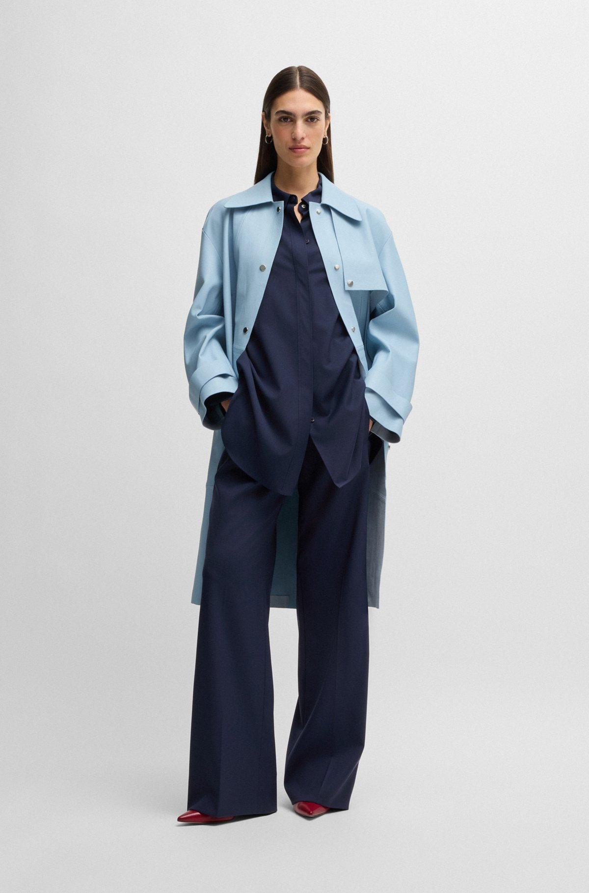 BOSS - Relaxed-fit trousers in wool - Dark Blue Product Image