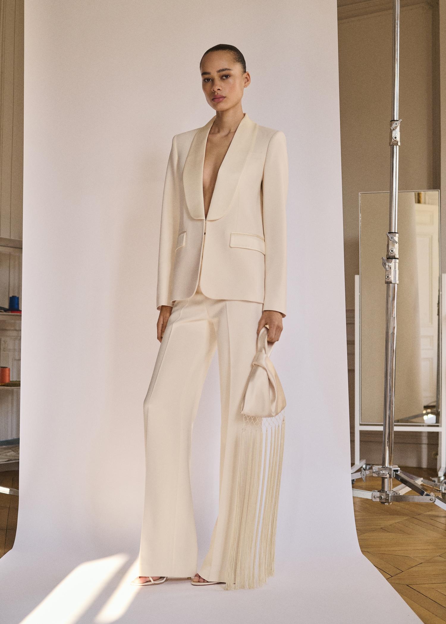 Suit jacket with satin lapels - Women | MANGO USA Product Image