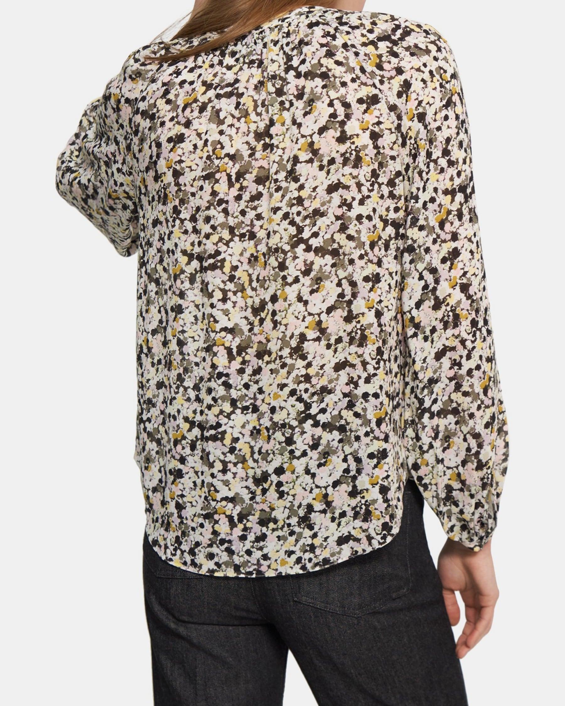 Gathered Shirt in Floral Silk Crepe Product Image