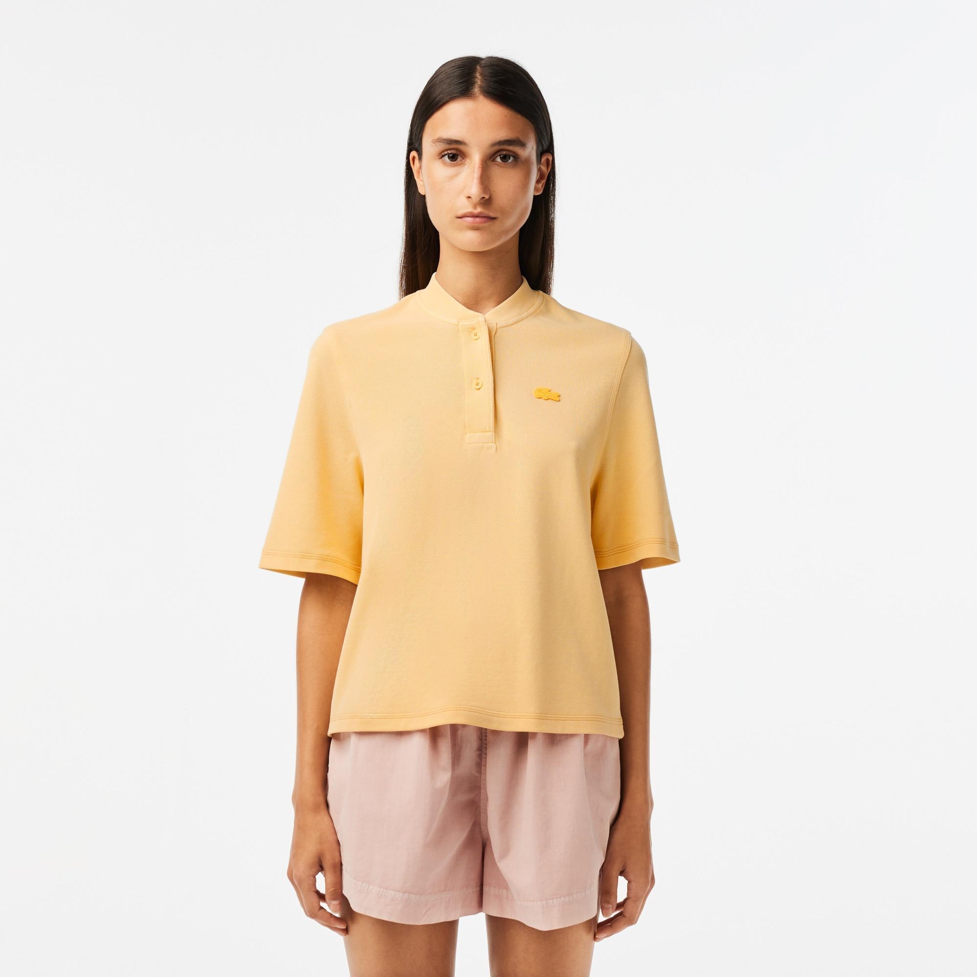 Women’s Tunisian Neck Organic Cotton Piqué T-Shirt Product Image