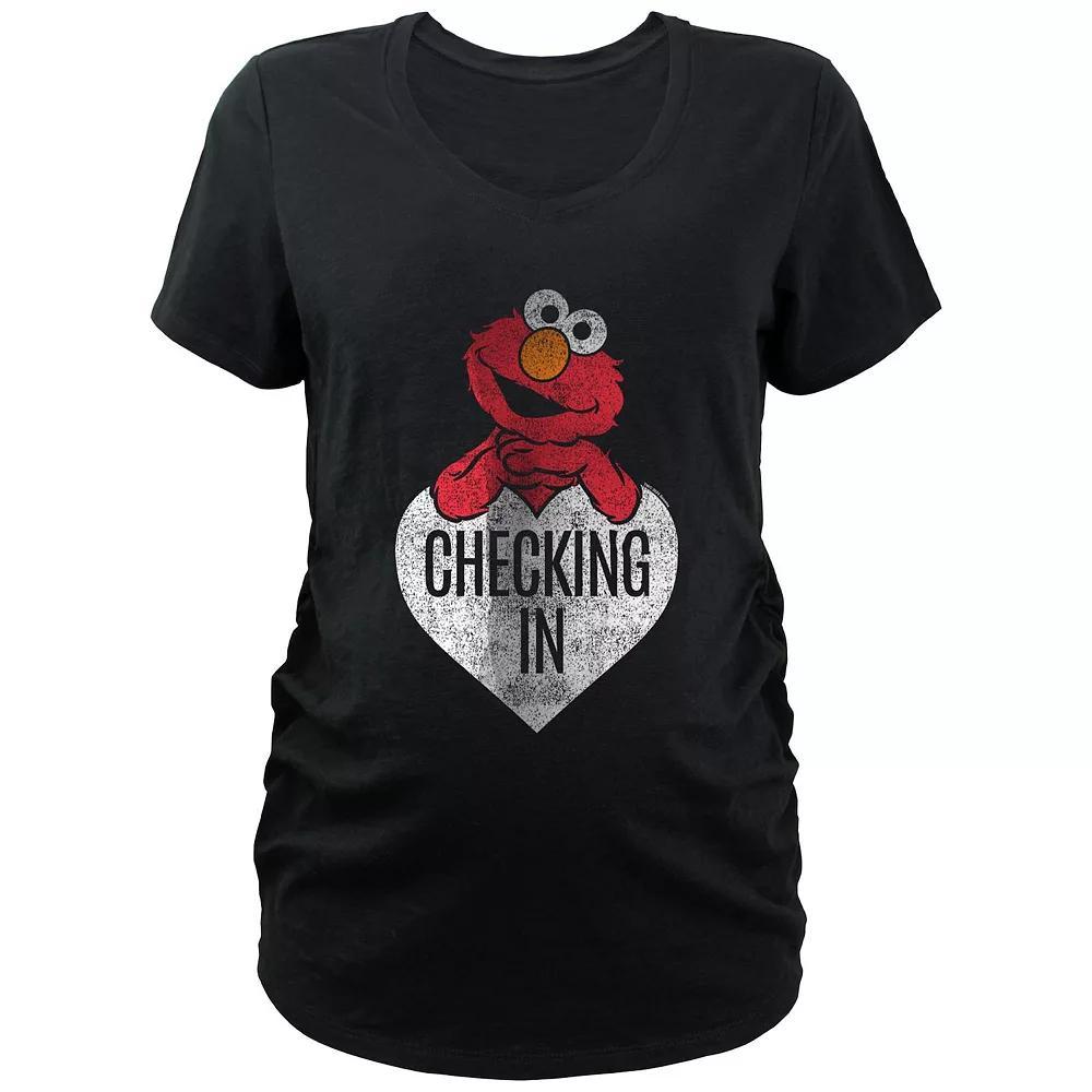 Maternity Sesame Street Elmo Checking In Graphic Tee, Women's, Size: Small-Mat, Black Product Image