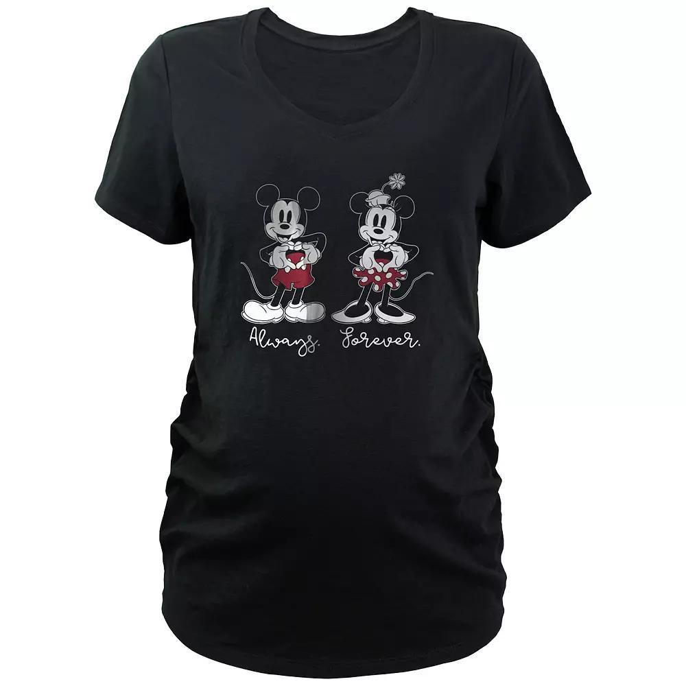 Disney's Mickey Mouse & Minnie Mouse Maternity Always Forever Love V-Neck Graphic Tee, Women's, Size: Small-Mat, Black Product Image