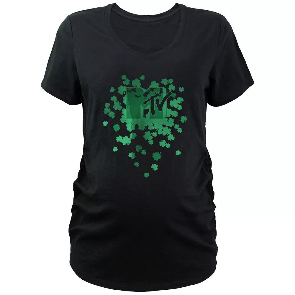 Maternity MTV Shamrocks Logo Graphic Tee, Women's, Size: XXL-MAT, Black Product Image
