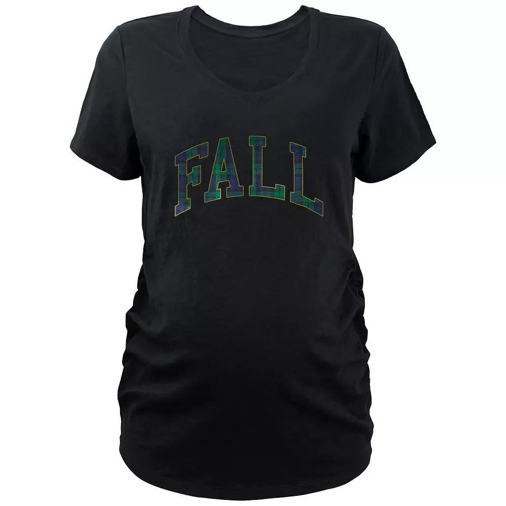 Maternity Fall Plaid Print Graphic Tee, Women's, Size: XL-Mat, Black Product Image