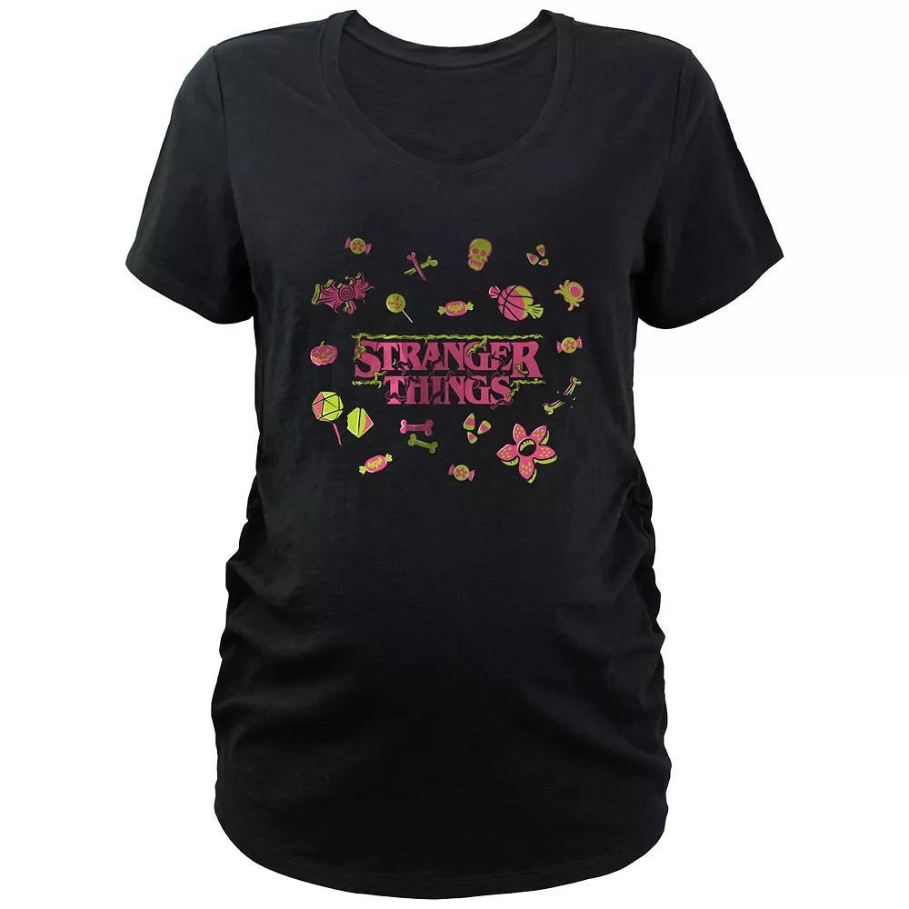 Maternity Stranger Things Halloween Icons Graphic Tee, Women's, Size: Large-Mat, Black Product Image