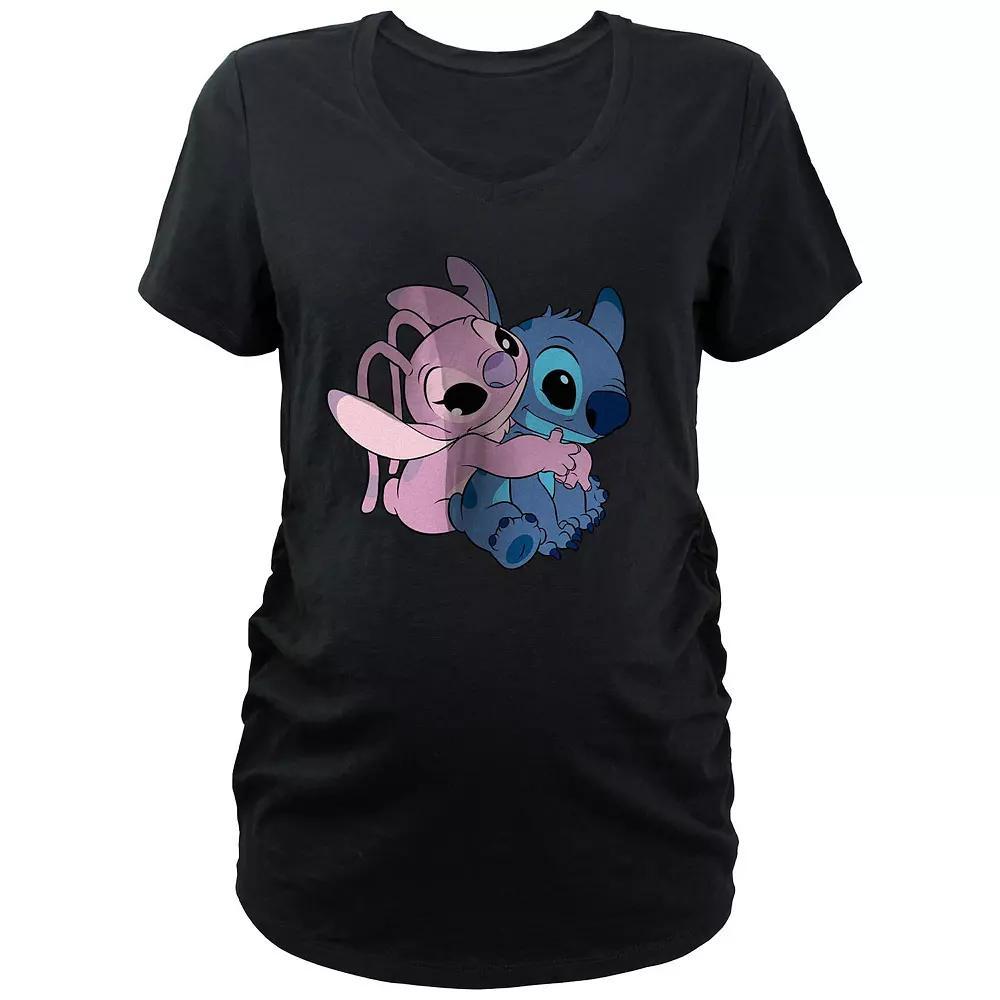Disney's Lilo & Stitch Angel Hugging Stitch Maternity Graphic Tee, Women's, Size: XS-MAT, Black Product Image