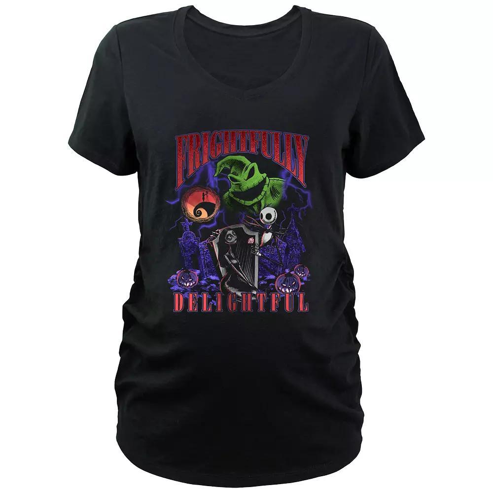 Disney's The Nightmare Before Christmas Frightfully Delightful Maternity Graphic Tee, Women's, Size: Large-Mat, Black Product Image