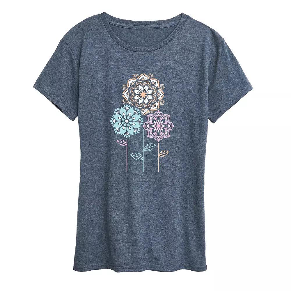 Womens Mandala Flowers Graphic Tee, Girls Product Image