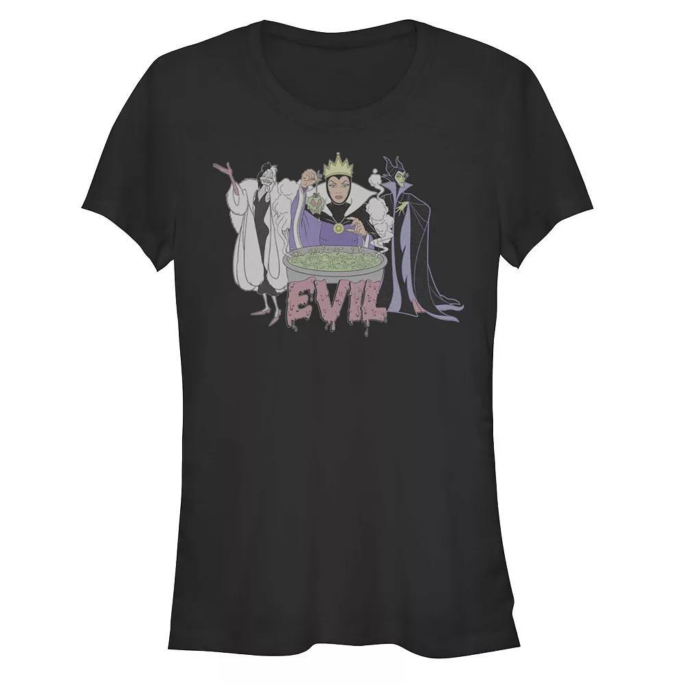 Disney Villains Evil Portraits Juniors' Fitted Graphic Tee, Girl's, Size: Small, Black Product Image