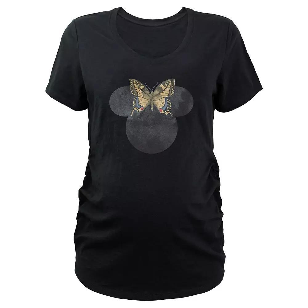 Maternity Minnie Mouse Butterfly Bow V-Neck Graphic Tee, Women's, Size: XXL-MAT, Black Product Image