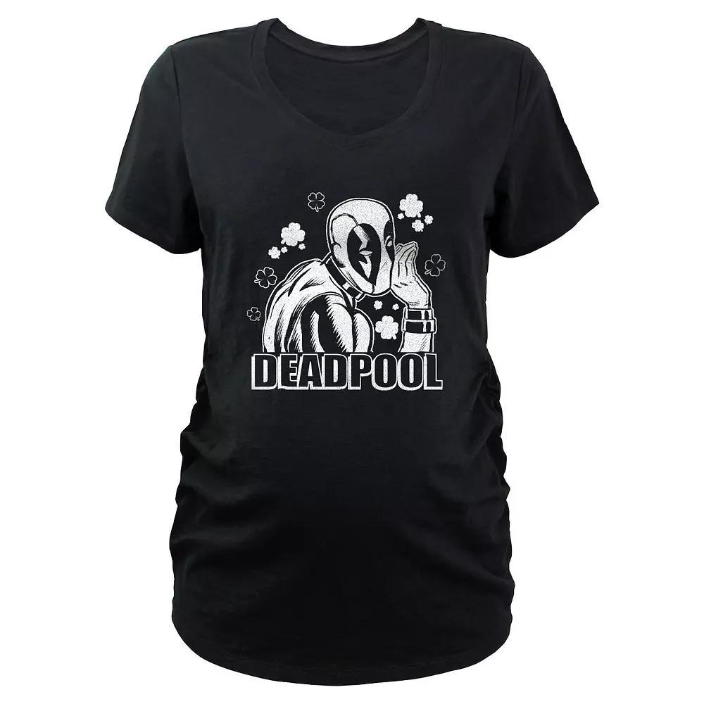Maternity Marvel Deadpool Lucky Secret Graphic Tee, Women's, Size: Small-Mat, Black Product Image