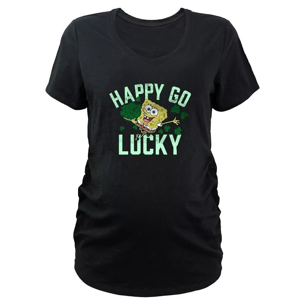 Maternity Nickelodeon SpongeBob SquarePants Happy Go Lucky Graphic Tee, Women's, Size: Small-Mat, Black Product Image